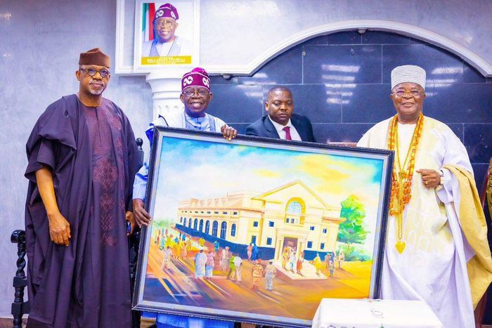 Tinubu rejoices with Oba Gbadebo of Egbaland at 80. [Presidency]