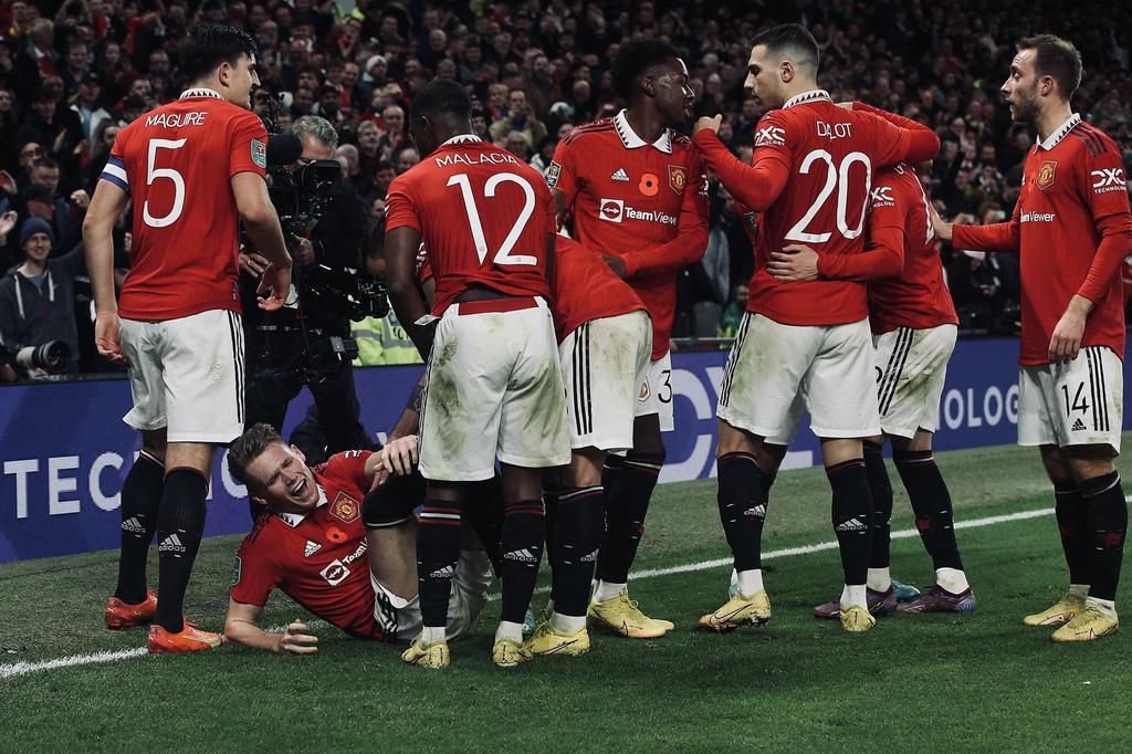McTominay celebrates winner with Manchester United teammates.