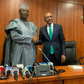 Chairman of the Independent National Electoral Commission, Mahmood Yakubu and Godwin Emefiele, the Governor of the Central Bank of Nigeria. (Leadership)