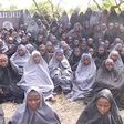 A screen shot of a video showing a number of abducted Chibok schoolgirls