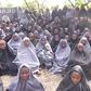 A screen shot of a video showing a number of abducted Chibok schoolgirls