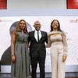 L-R: Co-Founder, The Tony Elumelu Foundation (TEF), Dr Awele Elumelu; Founder, TEF and celebrant, Mr. Tony Elumelu; and daughter, Ms Ego Elumelu, during the symposium held in commemoration of Mr. Elumelu’s 60th birthday, attended by 60 young beneficiar...