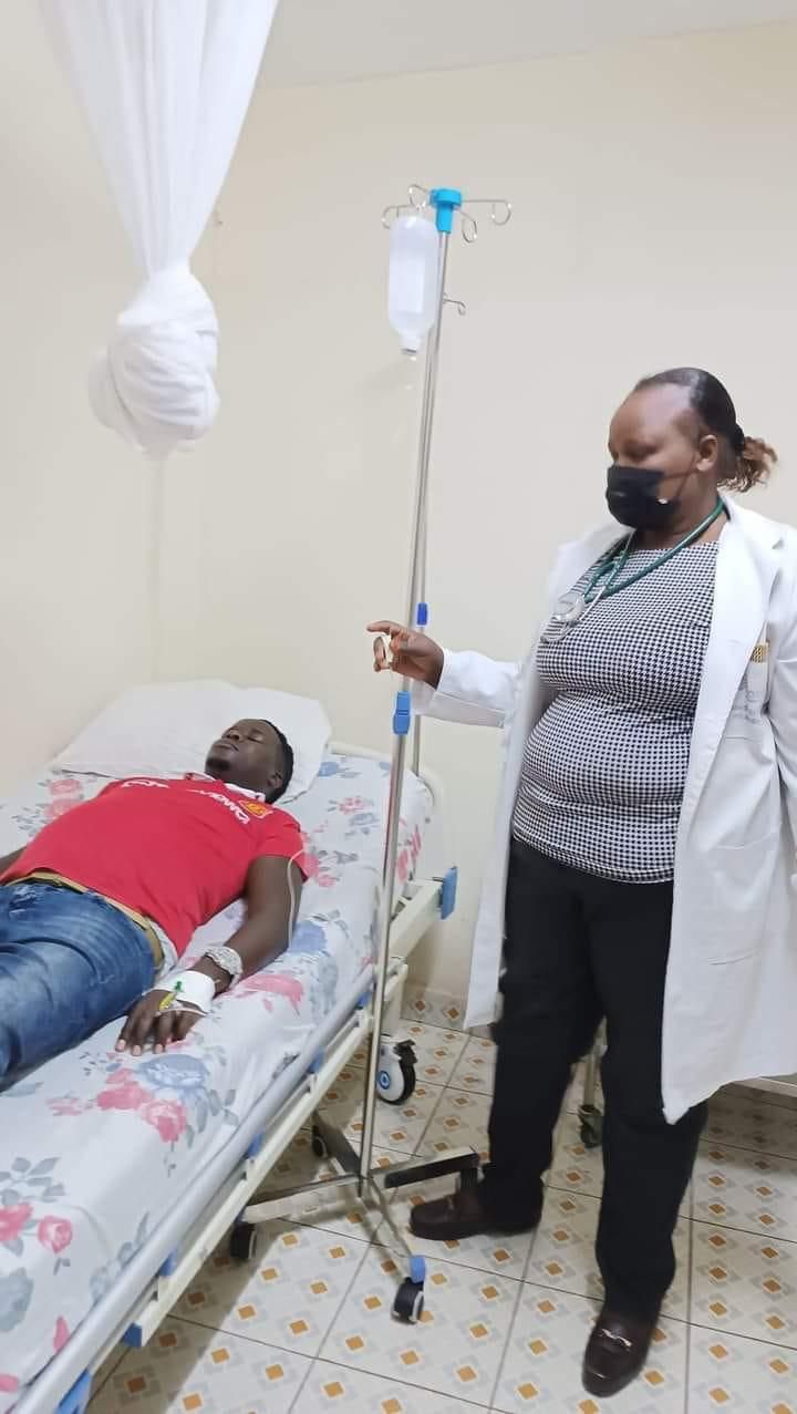 Collins Kapkeno after an attempt to eat a crate of eggs