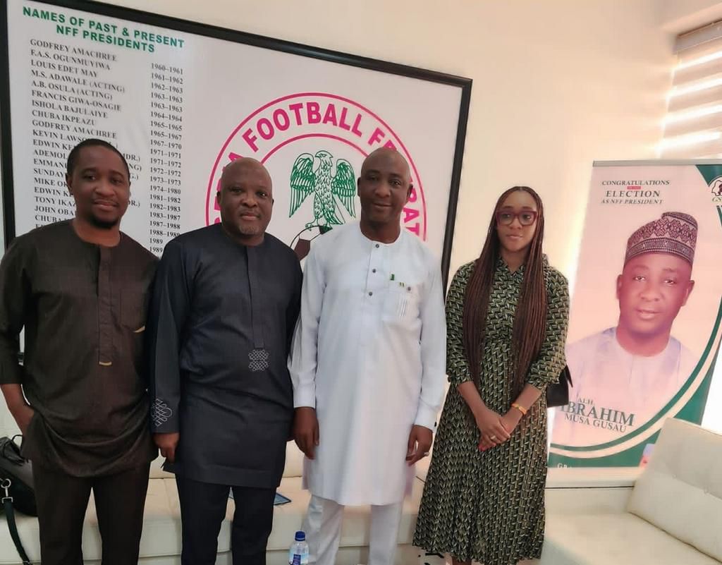 The new President Mohammed Gusau alongside Gamr reps and Lagos State Sports Commission boss.
