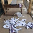 Youths destroyed election materials at a polling unit in Bayelsa State. [The Cable]