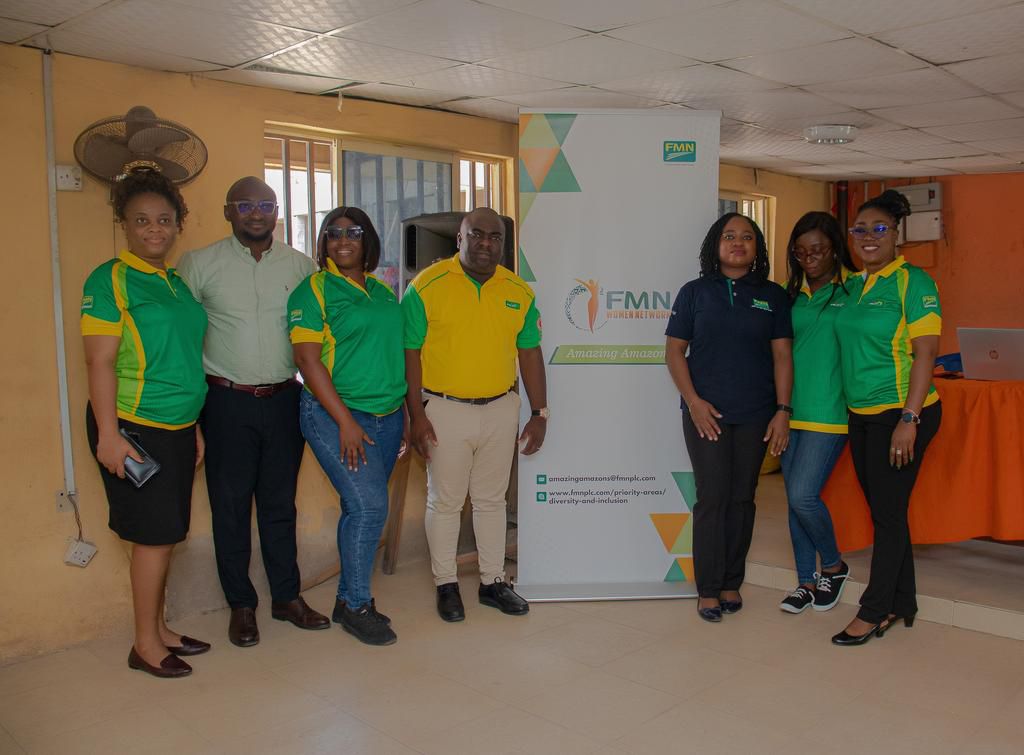 L-R: Chiaka Eluchie, Career Development Lead at FMN; Chukwudi Iwuozor, Head, Sustainability at FMN; Kehinde Akani, Secretary, FMN Women Network; Lucky Ogah, IT Risk and Information Security Manager at FMN; Olasubomi Sofowora, Chairperson, FMN Women Net...