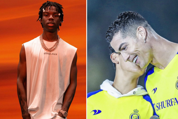 Nigerian music star Rema reacts after Cristiano Ronaldo's fans vibe to his song before Al-Nassr win