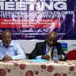 L-R: Dr. Chido Onumah, Coordinator AFRICMIL and Mr Kalu Ugbo, Acting Resident Commissioner ICPC in Cross River, during a town hall meeting on the protection of whistleblowers in Nigeria (Credit: NAN)