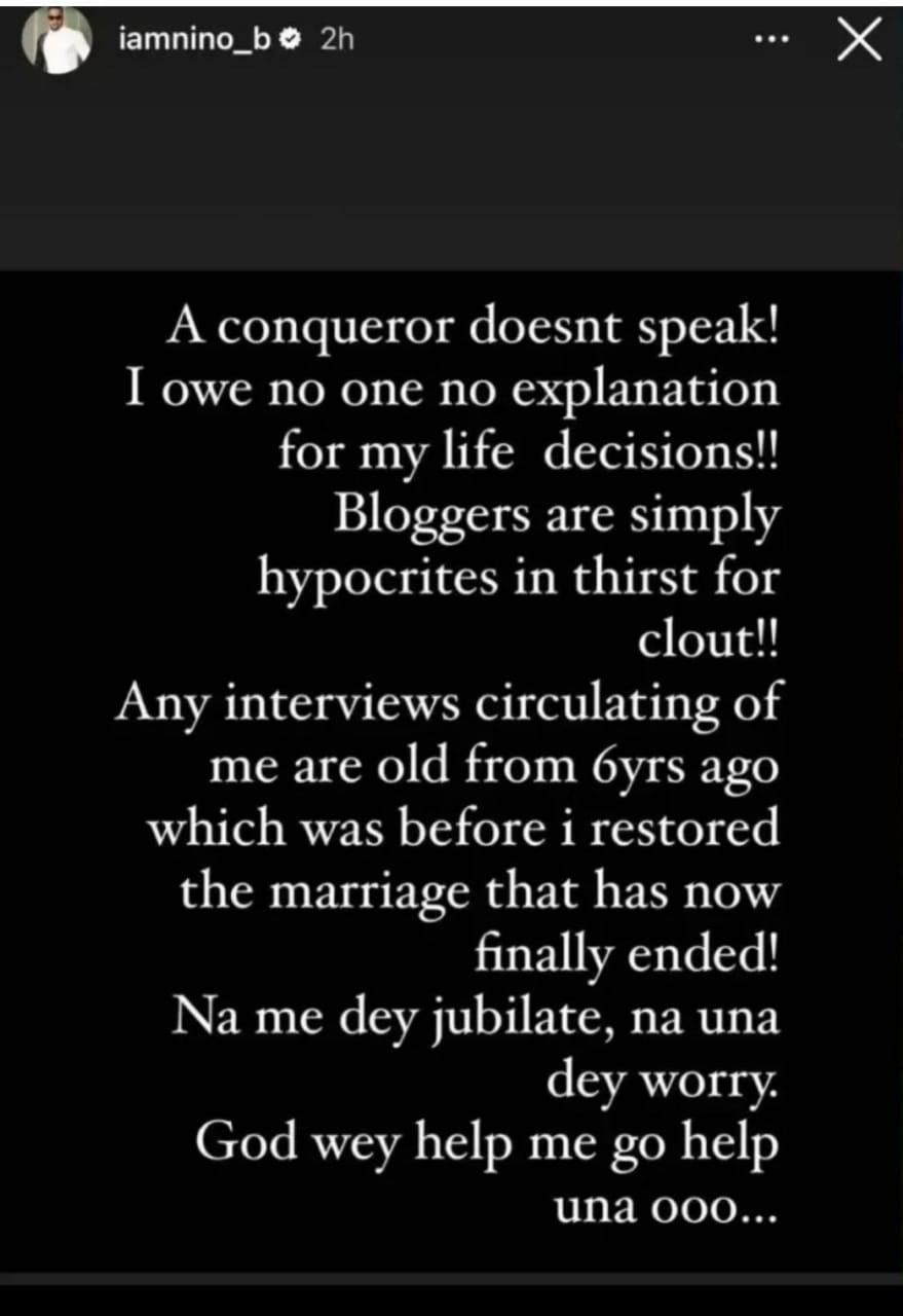 Bolanle Ninolowo's Instagram story post.