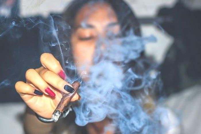 Woman smoking weed