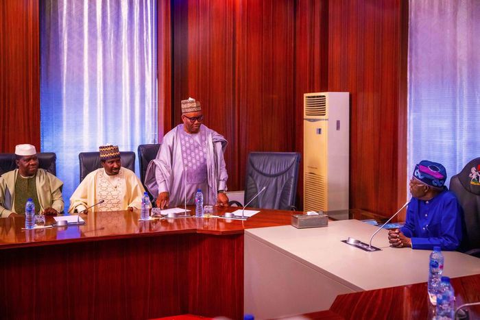 President Bola Tinubu and Senate President, Godswill Akpabio and other principal officers of the National Assembly. [Presidency]