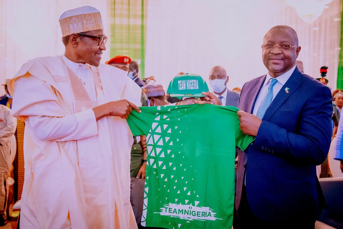 President Muhammadu Buhari and Sports Minister, Sunday Dare