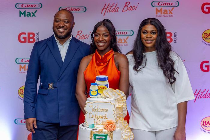 L-R: Vincent Egbe – Managing Director, Hilda Baci – Brand Ambassador Gino and Bama, Juliet Ifeanyi -Itoje – Brand Manager Seasoning Cubes