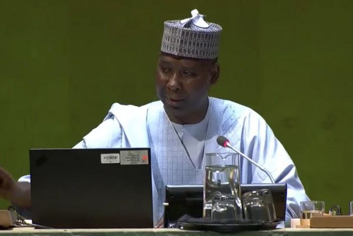 United Nations General Assembly President Muhammad-Bande and UN Secretary General, Antonio Gutierrez