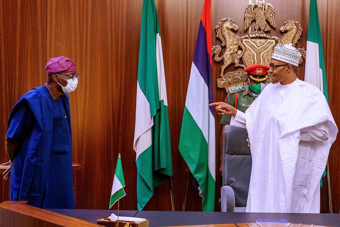 President Muhammadu Buhari and Lagos state Governor, Babajide Sanwo-Olu. [Twitter/@NigeriaGov]