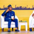 Gov. Babajide Sanwo-Olu of Lagos State (right) and the Deputy, Dr. Obafemi Hamzat during the Lagos West Senatorial District People’s Town Hall meeting at Balmoral Convention Centre, Sheraton Hotel, Ikeja, on Thursday, Jan. 25, 2024. [Twitter:@jidesanwo...