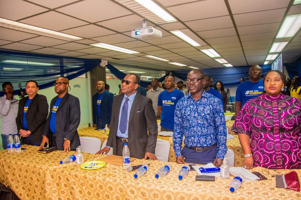 Cross section of participants Taking the World Water Day Pledge.