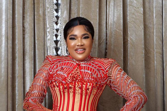 Toyin Abraham in a corset gown [Instagram/toyinabraham]