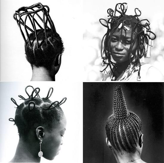 Vintage Nigerian hairstyle which include African threading which was often used as a protective style and to stretch hair