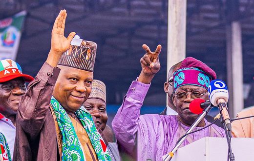 President Bola Tinubu and Vice President, Kashim Shettima. [Twitter:Sharksawn]