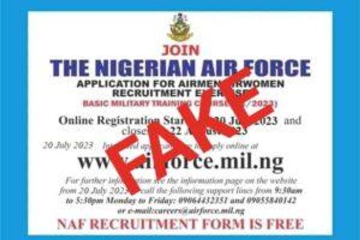 'Nigerian Air Force not recruiting' – Spokesman