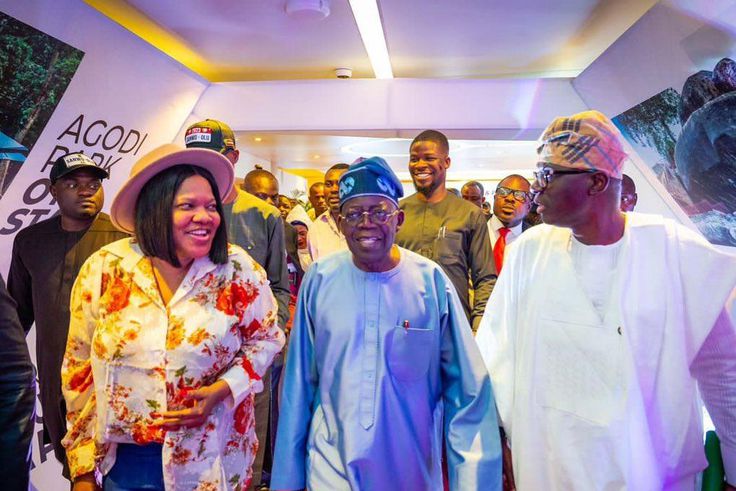 L-R: Toyin Abraham, Bola Tinubu, Babajide Sanwo-Olu