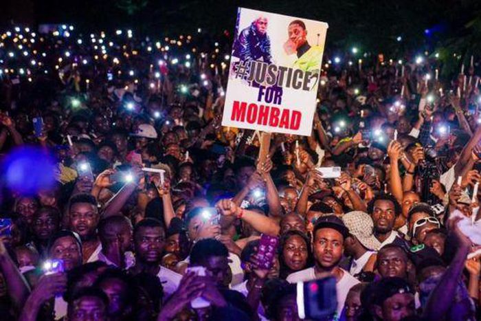 Young Nigerians and celebrities showed up for Mohbad's candlelight procession on Thursday, September 21, 2023, nine days after the singer's death. [BBC]