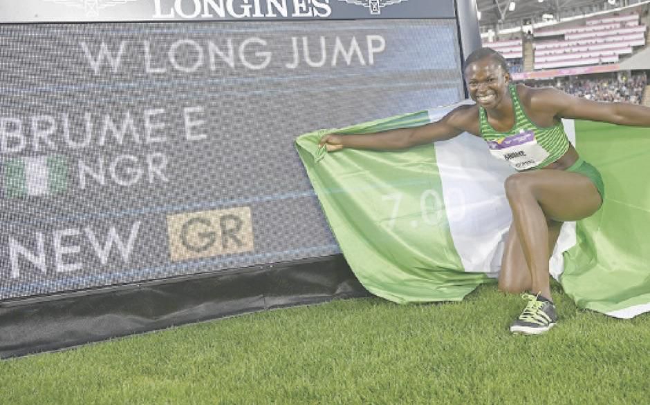 Ese Brume leapt to a new Games Record at the 2022 Commonwealth Games in Birmingham