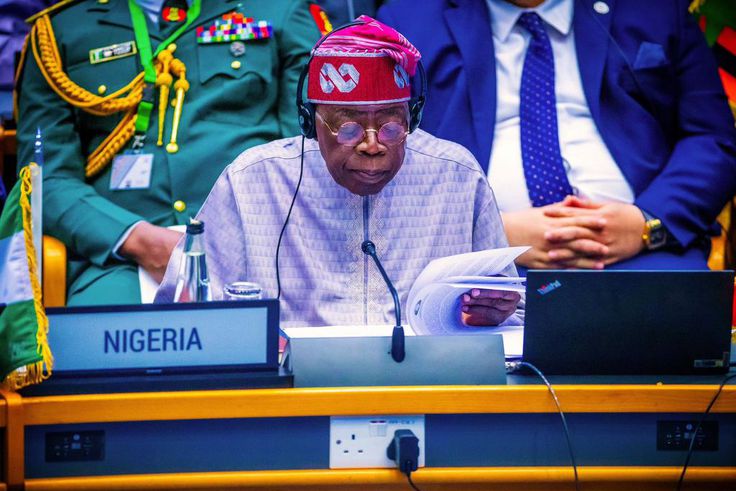 President Bola Tinubu at his AU meeting in Kenya. [Presidency]