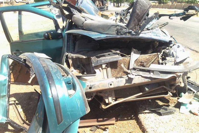 Wreckage of the Sharon bus involved in the crash.