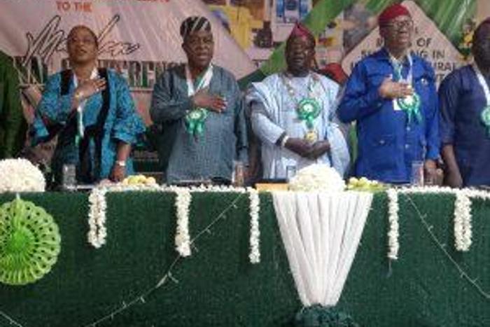 L-R: Special Adviser to Gov. Babajide Sanwo-Olu on Works and Infrastructure, Mrs Aramide Adeyoye;  President Nigerian Institute of Surveyors (NIS), Dr Kayode Oluwamotemi; National Chairman, Association of Private Practicing Surveyors of Nigeria (APPSN)...