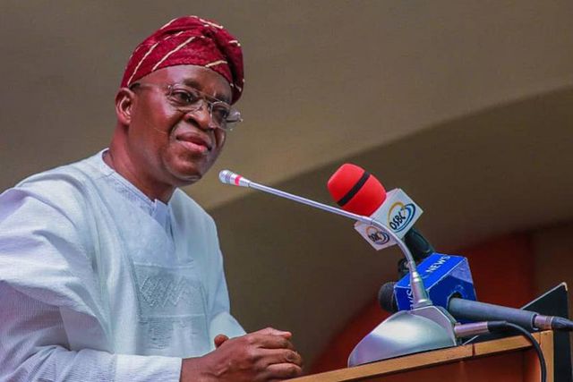 Osun State Governor, Adegboyega Oyetola  announces the release of index case of coronavirus in the state. (Dubawa)