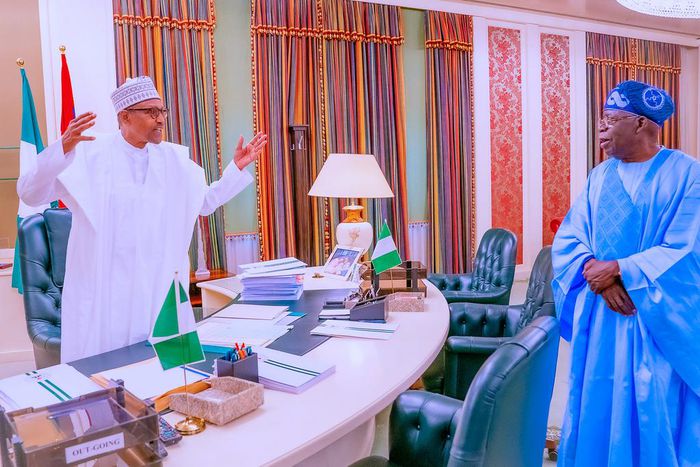 President Muhammadu Buhari and President-elect, Asiwaju Bola Tinubu. [Facebook:BuhariSallau]