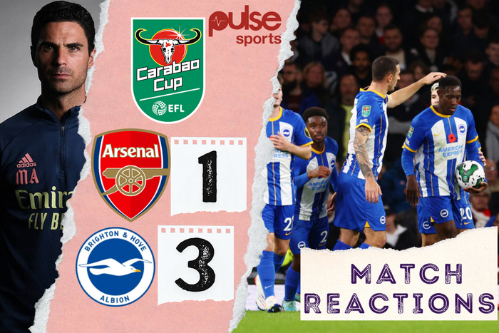 Arsenal were knocked out of the Carabao Cup by Brighton Hove Albion on Wednesday night