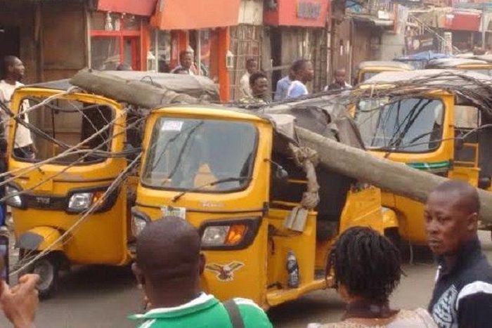 The pole that fell on the Tricycles