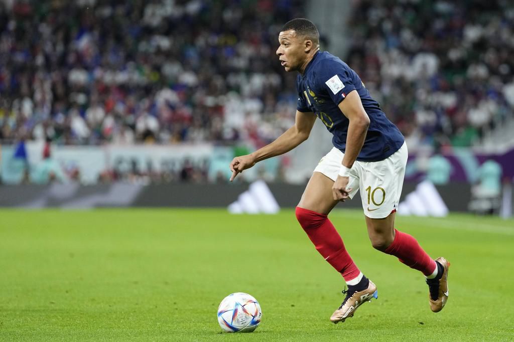 Kylian Mbappe during the World Cup match between France vs Poland in Doha, Qatar, on December 4, 2022.