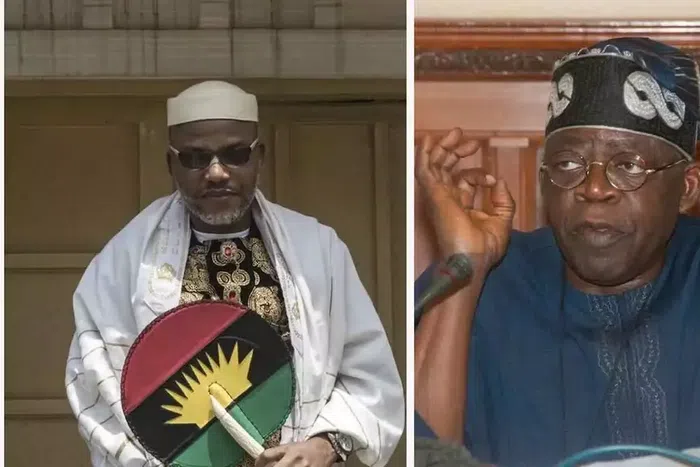 Nnamdi Kanu and Bola Tinubu [Vanguard]