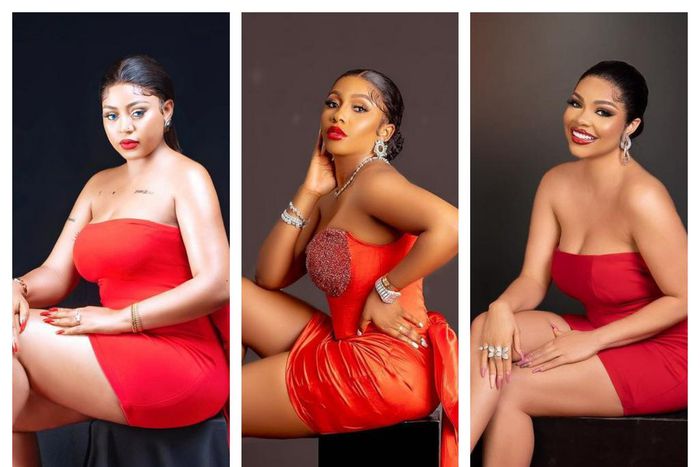 Regina Daniels, Nengi and Mercy with similar poses and outfits [Instagram]