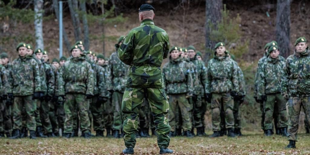 Finnish military personnel at a training grounds in Sweden, October 27, 2018