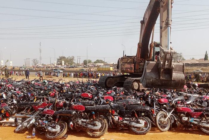 Okada Ban: FCT Taskforce crushes 432 seized motorcycles.