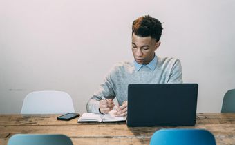 A youth writing