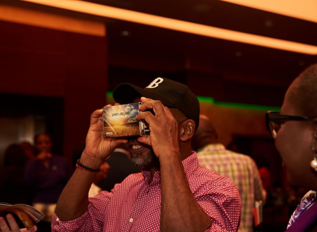 Attendees of Spirit of Ireland launch in Lagos, Nigeria experience Irish distilleries through Virtual reality sets.