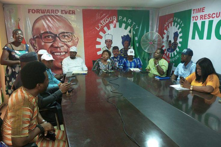Lagos Labour Party’s State Executive Council members and candidates at the news conference on Thursday in Lagos.