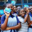 Female students with sanitary pads (Credit: BBC)