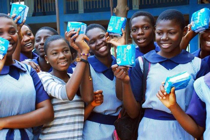 Female students with sanitary pads (Credit: BBC)