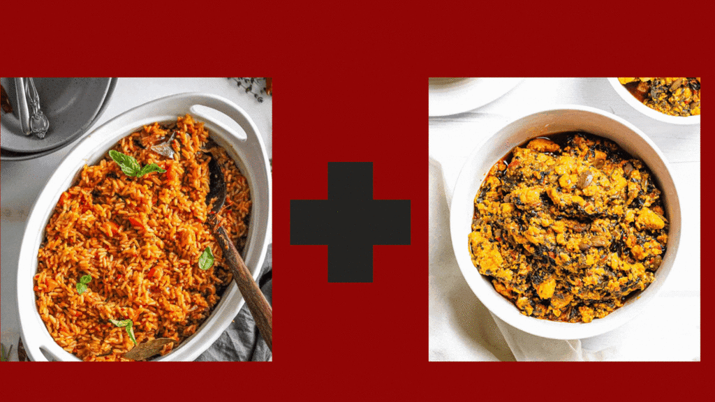 Egusi and jollof rice [worldlytreat/lowcarbsafrica]
