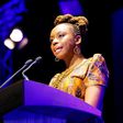 Chimamanda Adichie giving a speech
