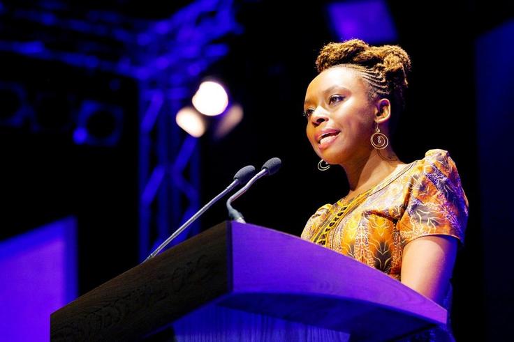 Chimamanda Adichie giving a speech