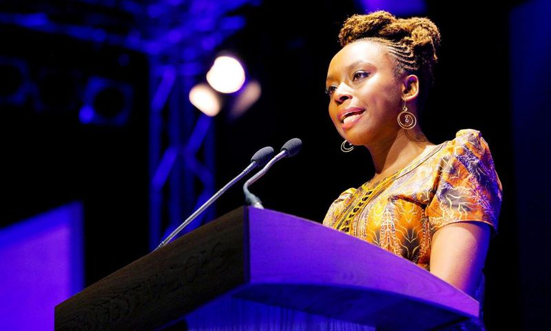 Chimamanda Adichie giving a speech