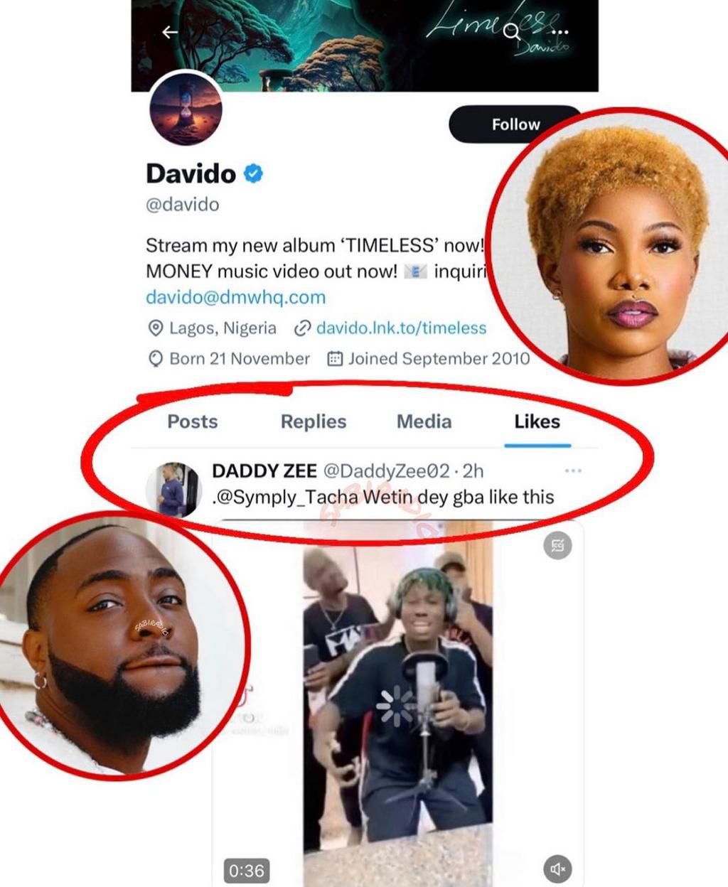 This was seen after X users looked into Davido's liked tweets